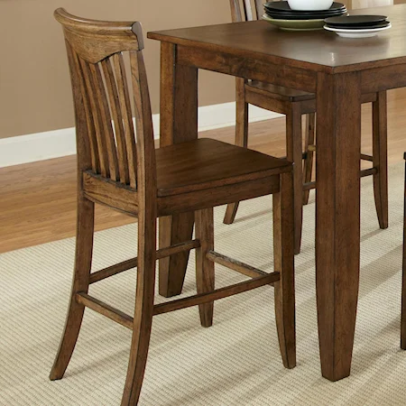 Slat Back Counter Height Dining Stool